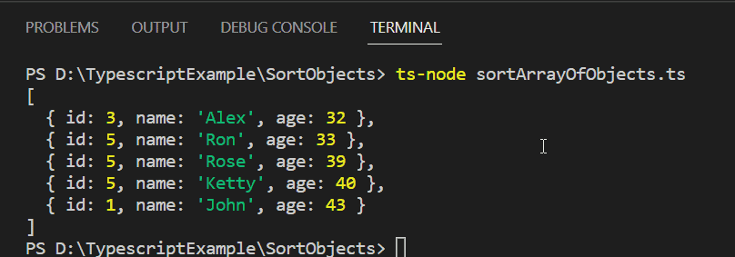 typescript sort array of objects by multiple properties