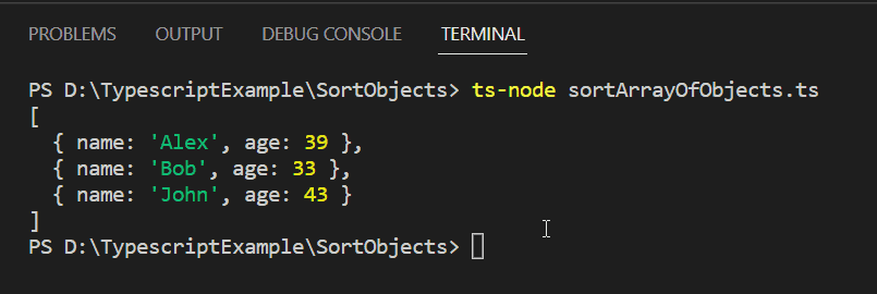 Typescript sort array of objects by string property