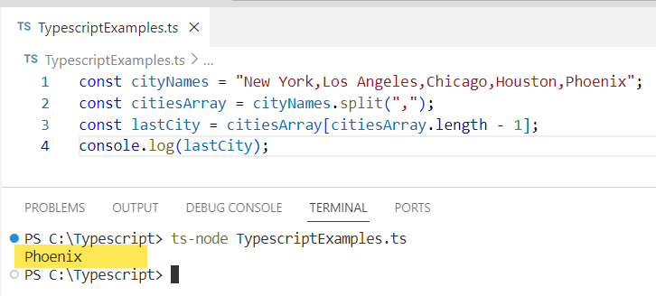 typescript split string and get last