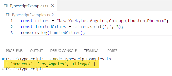 typescript split string into array with limit