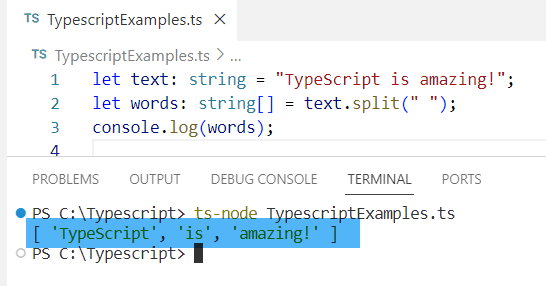 Typescript split string