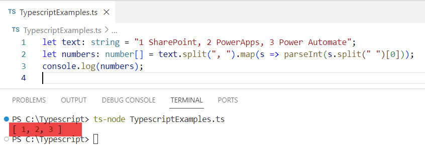 typescript split