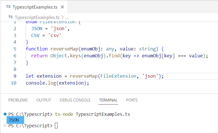 typescript string enum reverse mapping