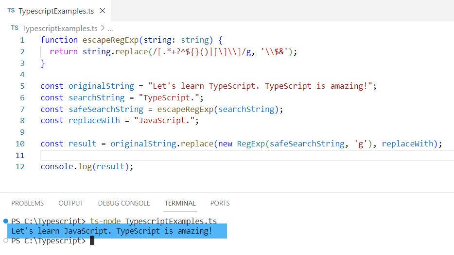 typescript string replace all occurrences