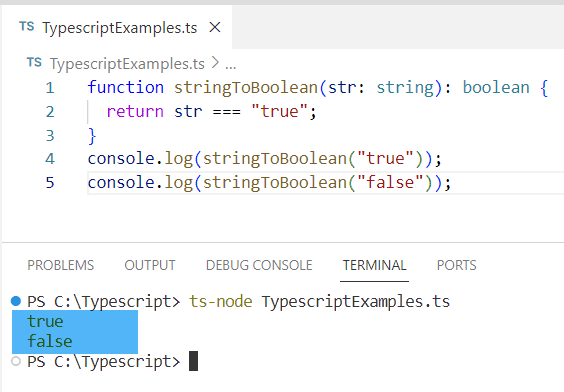 typescript string to boolean