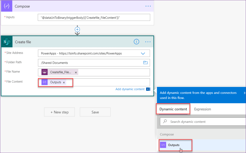 upload image to SharePoint Library using Power apps flow