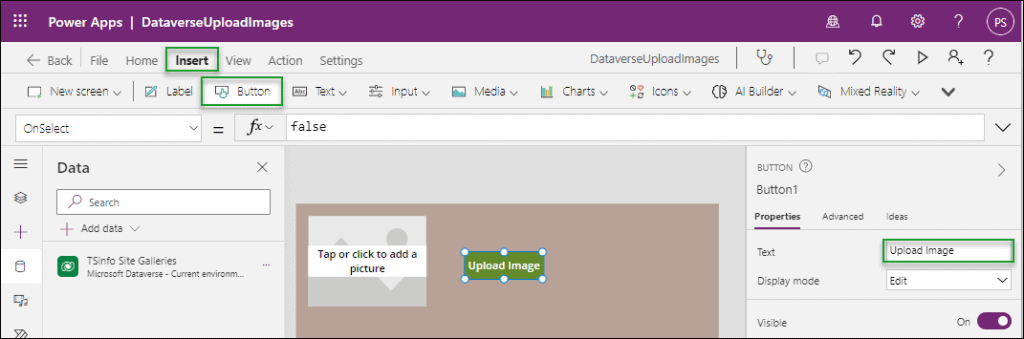 upload powerapps image to dataverse