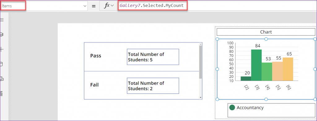 use Power Apps chart count