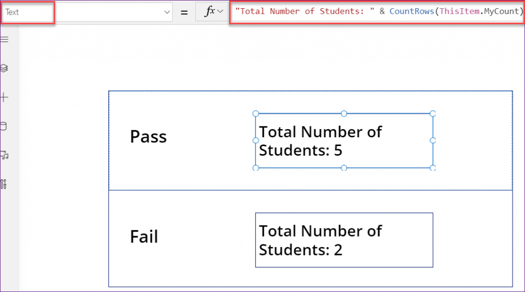 use PowerApps chart count