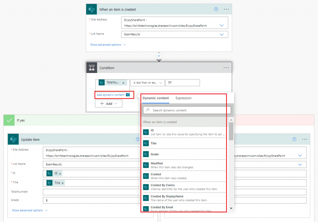 Using dynamic content in expression in Flow If statement