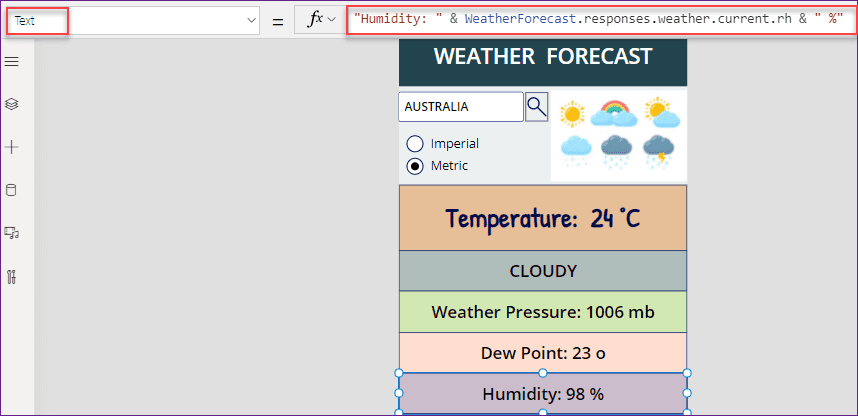 Weather forecast in Power Apps