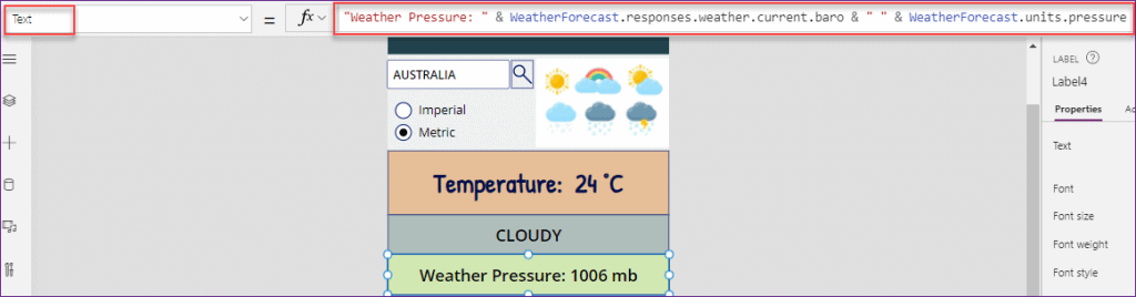 Weather forecast in PowerApps