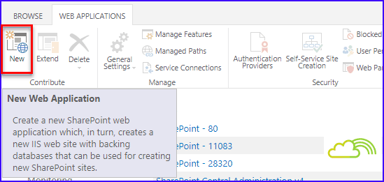 create web application in sharepoint server